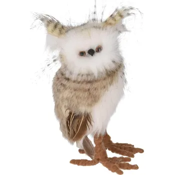 SOVA DEKORATIVNÍ STOJÍCÍ PRAVÁ 17CM HNĚDÁ