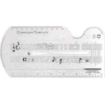 Hudební pravítko pro psaní hudebních značek a not