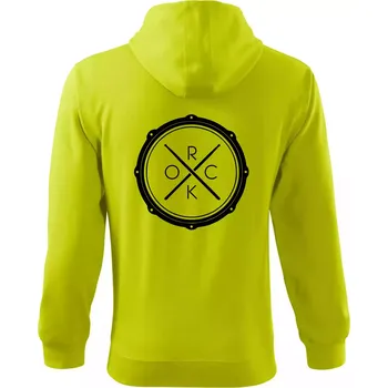 Pánská mikina Paličky bicí ROCK - Mikina s kapucí na zip trendy zipper - 3XL ( Limetková )