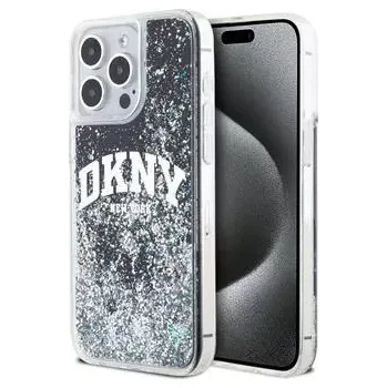Pouzdro na mobilní telefon DKNY Liquid Glitter Arch Logo Zadní Kryt pro iPhone 15 Pro Max Black