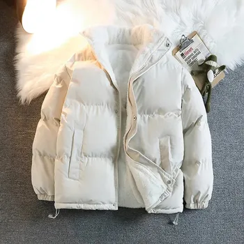 Pánský zimní kabát Zimní vatovaná bunda s fleecem a stojáčkem Barva: Bílá, Velikost: XL