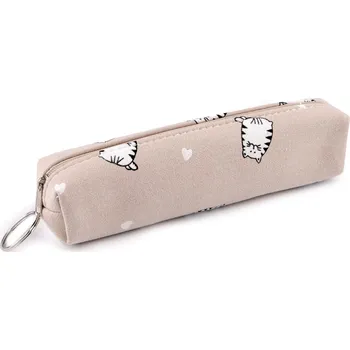 Textilní pouzdro / penál kočky 18x4 cm béžová světlá 1 ks