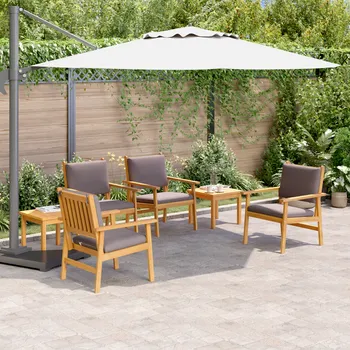 Zahradní lehátko 6dílná zahradní jídelní souprava s polštáři z masivního akáciového dřeva Hnědá 3331816