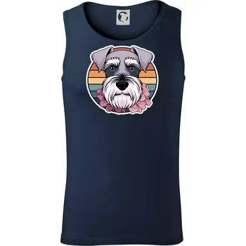 Knírač - fenka a květiny - Tílko pánské Core - XL ( Námořní modrá (velmi tmavá - téměř černá) )