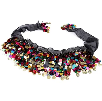 Deštník Shakira šátek s flitry a penízky monofilový 23x150 cm černá 1 ks