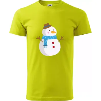 Pánské tričko Sněhulák se šálou - Klasické pánské triko vyšší gramáže - M ( Limetková )
