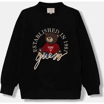Chlapecká mikina Dětská bavlněná mikina Guess černá barva, s aplikací, H5YJ00 KAX74 H5YJ00.KAX74.9BYA 99X, vel. 122-125