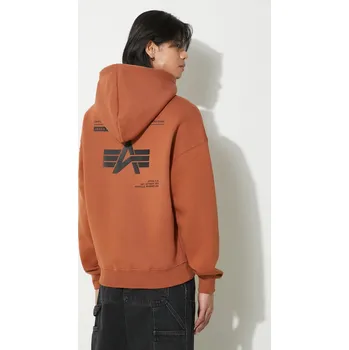 Pánská móda Mikina Alpha Industries Logo BP Hoody, XXL, hnědá, 88X