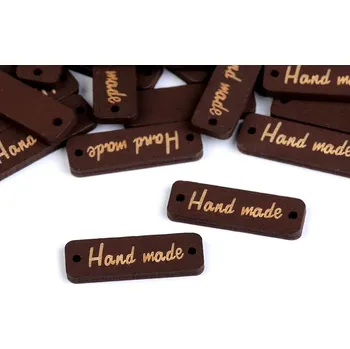 Dřevěná cedulka / ozdoba Handmade 10x30 mm hnědá tmavá 100 ks