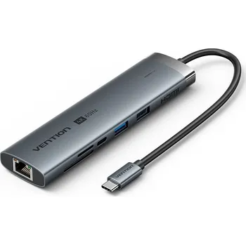 USB hub Vention 9-in-1 USB-C to HDMI / USB-C / USB 3.0 / USB 2.0 / RJ45 / SD/TF / 3.5mm / PD Docking Station