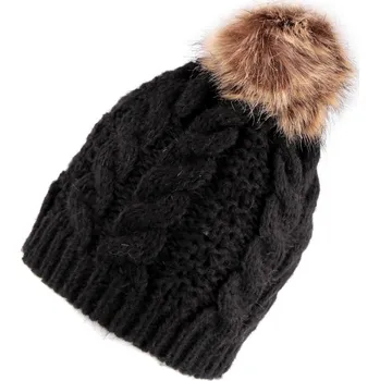 Čelenka Dámská / dívčí zimní čepice s bambulí černá 1 ks