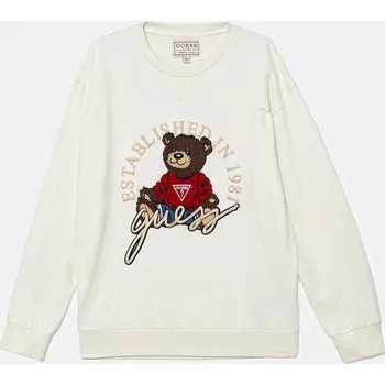 Chlapecká mikina Dětská bavlněná mikina Guess béžová barva, s aplikací, H5YJ00 KAX74 H5YJ00.KAX74.9BYA 01X, vel. 122-125