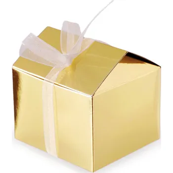 Dárková krabička Dárková krabička domeček se stuhou zlatá 12 ks