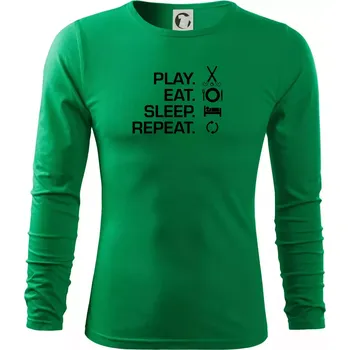 Pánská móda Play eat sleep repeat pozemní hokej - Triko s dlouhým rukávem FIT-T long sleeve - M ( Středně zelená )