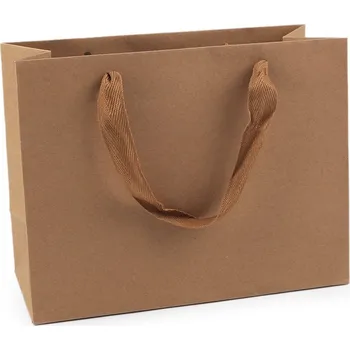 Dárková taška 23x17,5 cm hnědá přírodní 12 ks