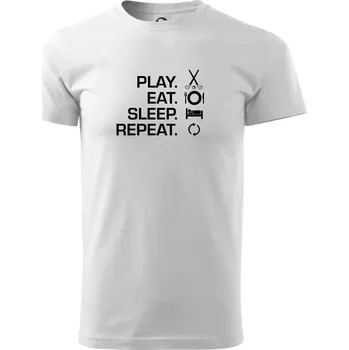 Play eat sleep repeat pozemní hokej - Triko extra velké (5-8XL) - 7XL ( Bílá )