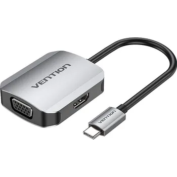 Mobilní telefon Redukce Vention USB-C to HDMI + VGA Converter 0.15M Gray Aluminum Alloy Type