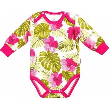 Body s DLOUHÝM rukávem, 2 patentky, KVĚTINY RŮŽE 74 KLEKLE