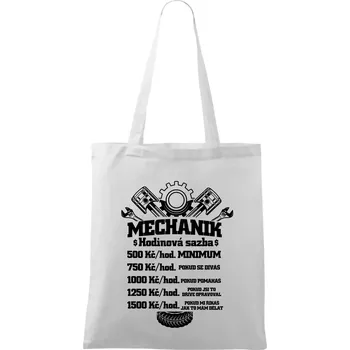 Mechanik - hodinová sazba - Taška bavlněná - 42 x 38 cm ( Bílá )