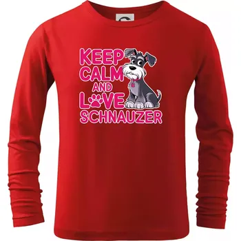 Chlapecké tričko Keep calm and love Schnauzer - Triko dětské Long Sleeve - 158 cm/12 let ( Červená )