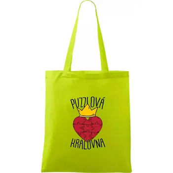 Puzzlová královna - Taška bavlněná - 42 x 38 cm ( Limetková )