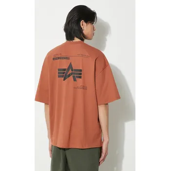 Pánské oblečení Bavlněné tričko Alpha Industries Logo BP, M, hnědá, 88X