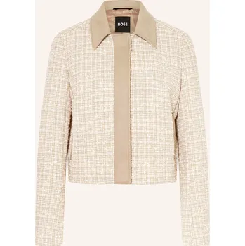 Dámský blejzr Boss Dámská Bunda Hranatého Střihu Jiaria Z Tvídu, béžová /...