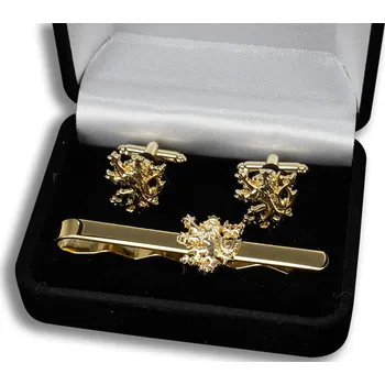 Šperk ArmyČastolovice.cz Kravatová spona a manžetové knoflíky Český lev v krabičce - zlatá