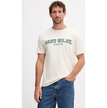 Bavlněné tričko Gant 2003345 béžová 02X, vel. XL