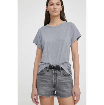 Dámské kraťasy Džínové šortky Levi's dámské, šedá barva, hladké, high waist 56327 90X, vel. 32