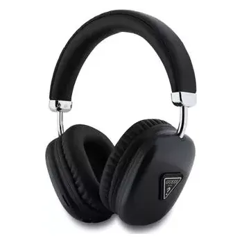 Sluchátka Guess Saffiano PU Leather Triangle Logo Bezdrátová Sluchátka Black