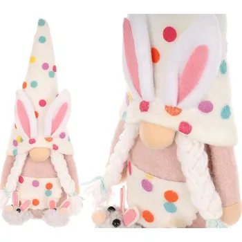 Velikonoční dekorace SKRZAT GNOM ZAJÍČEK 25CM V HRÁŠKU GIRL JARNÍ DEKORACE