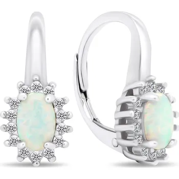 Náušnice Brilio Silver Luxusní stříbrné náušnice se zirkony a opály EA432W + 2 měsíce na vrácení zboží