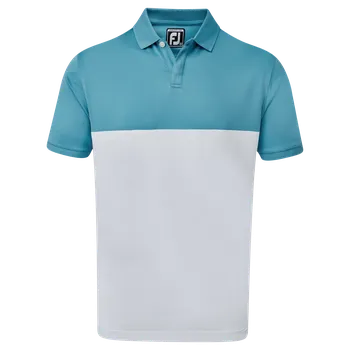 Pánské tričko FootJoy Lisle Engineered Block M, Storm Blue/White, pánské
