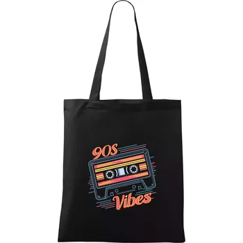 Nákupní taška 90s vibes - kazeta - Taška bavlněná - 42 x 38 cm ( Černá )