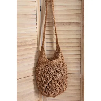 Kabelka HNĚDÁ HÁČKOVANÁ KABELKA Peca del Sol