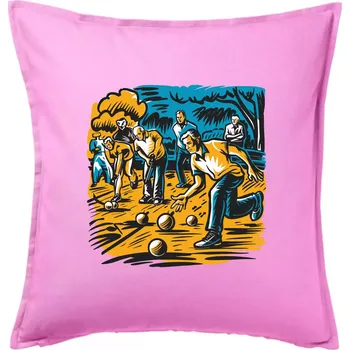 Polštář Petanque hra - modro oranžová - Polštář 50x50 - 50x50 - Pouze potah ( Růžová )