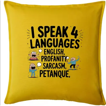 Polštář I speak 4 language - Petanque - Polštář 50x50 - 50x50 - Pouze potah ( Žlutá )