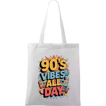 90s vibes all day - Taška bavlněná - 42 x 38 cm ( Bílá )
