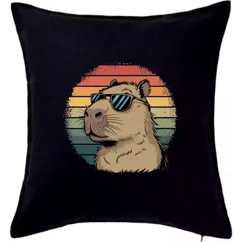 Polštář Capybara v brýlích - Polštář 50x50 - 50x50 - Pouze potah ( Černá )