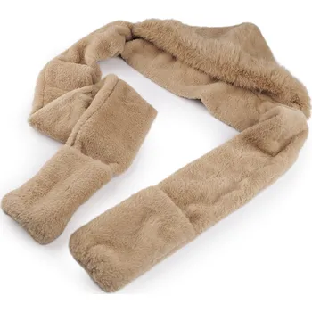 Čelenka Kožešinová čepice "3v1" rukavice, šála, kapuce béžová 1 ks