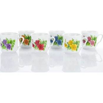 Český porcelán, a.s., Dubí Karel, sada hrnků 0,27 l, Český porcelán Dubí, růže, 6 ks