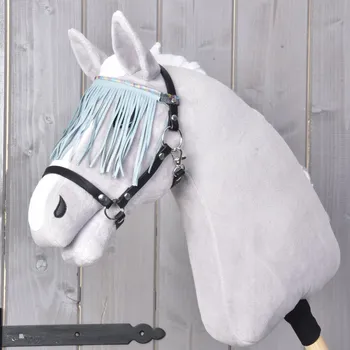 Hobby horsing Ohlávka černá s třásněmi tyrkys light Velikost: M