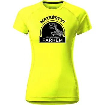 Dámské tričko DOBRÝ TRIKO Dámské funkční tričko s potiskem Mateřství Velikost: XL, Barva: Neonově žlutá