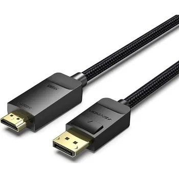 Datový kabel Vention Cotton Braided 4K DP (DisplayPort) to HDMI Cable 1M Black