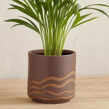 Stojan na květiny Bloomingville Haakon – hnědý kameninový květináč, výška 12 cm