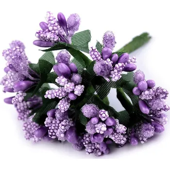 Květinové pestíky na drátku / vývazek levandulová 144 ks