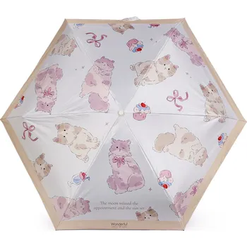 Deštník Dětský skládací mini deštník kočka s rukojetí tlapka béžová světlá 1 ks