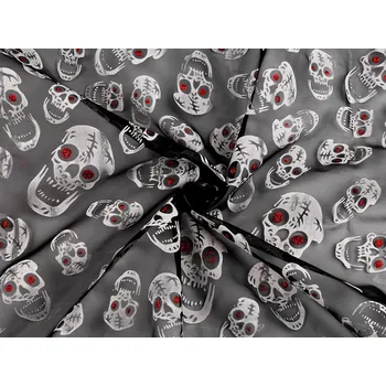 Organza Halloween / lebky s glitry černá 1 m