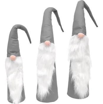 Vánoce SADA ŠEDÝCH DEKORATIVNÍCH MIKULÁŠŮ 60, 70, 80 CM